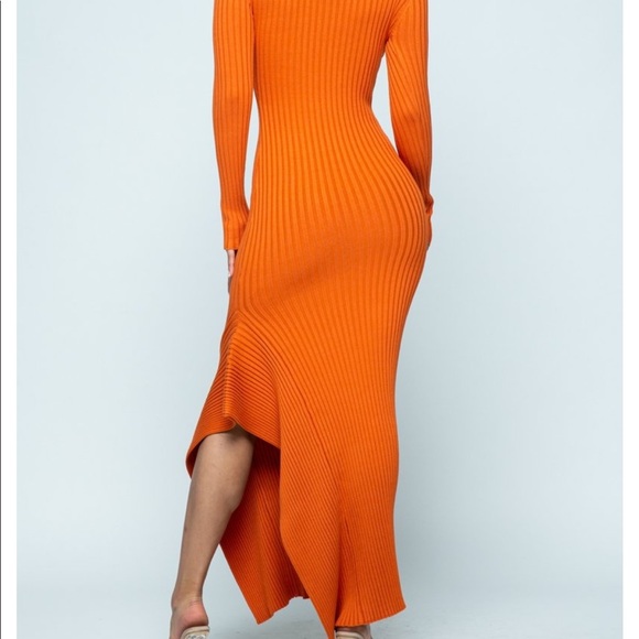 Solid Long Sleeve Ribbed Bodycon Dress - Picture 4 of 7